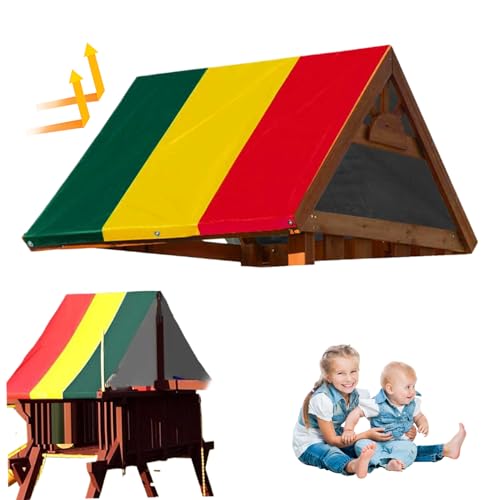 OnIUeZky Playset Canopy Austausch 89x52in Wetterfest Swing Set Ersatz für Tarp 210d Silber beschichtetes Oxford -Stoff -Spielplatz -Baldachin für die ganze Saison, Dunkelgrün + Gelb + Rot.. von OnIUeZky