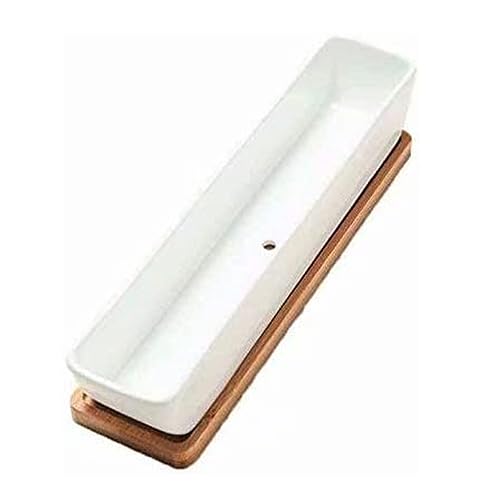 OnIUeZky Sukkulente Pflanzertöpfe Langer Rechteck Pflanzer Pot mit Bambusuntertassen Sukkulent für Hausgarten Küche. OnIUeZky Sukkulente Pflanzertöpfe Langer Rechteck Pflanzer Pot mit Bambusuntertassen Sukkulent für Hausgarten Küche. von OnIUeZky
