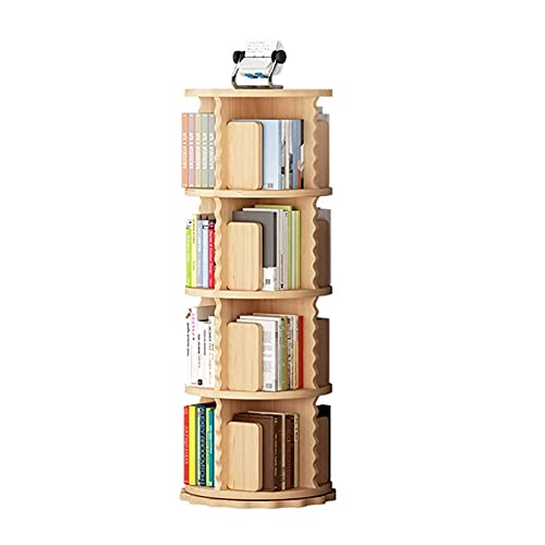 Bücherregale 360 ​​° rotierende Kiefer Bücherregal Boden Massivholz Bücherregal Lagerregal Anzeigen Organizer for Schlafzimmer, Heim- und Bürodekoration (Color : 4 Tiers) von OnSaya