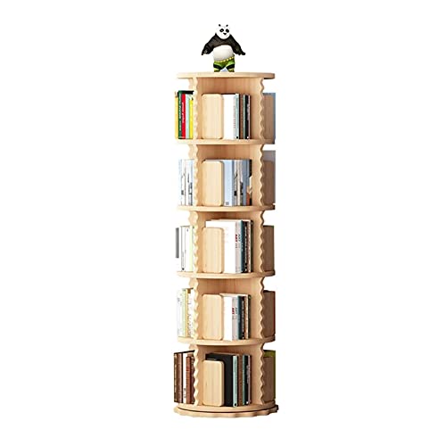 Bücherregale 360 ​​° rotierende Kiefer Bücherregal Boden Massivholz Bücherregal Lagerregal Anzeigen Organizer for Schlafzimmer, Heim- und Bürodekoration (Color : 5 Tiers) von OnSaya
