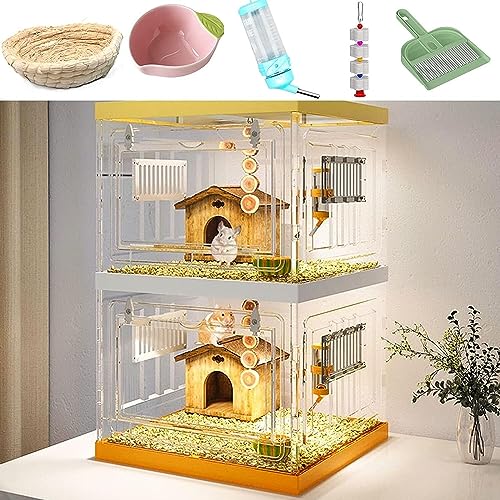 OnSaya Hamsterkäfige und Lebensräume, Kleintierkäfig mit transparenter Acryl-Frontplatte for Zwerghamster, großer Hamsterkäfig mit Zubehör (Size : 45 * 45 * 75CM) von OnSaya