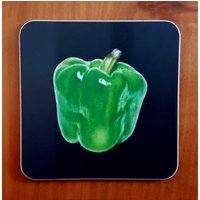 Grüner Pfeffer Bild Melamin Untersetzer - Geschirr von OnTrendGiftStore