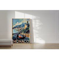 Monaco Racing Vintage Poster, Art Deco, Print, Bunte Wandkunst, Großes Wandbild, Dekoration, Automobile Poster von OnTrendPosters