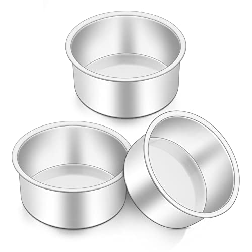 4 Inch Cake Tin, Onader Stainless Steel Layer Cake Pans Set of 3, Mini Round Baking Tray Cake Mould for Birthday Christmas Wedding, One-Piece Design & Straight Side, Mirror Finished & Dishwasher Safe von Onader