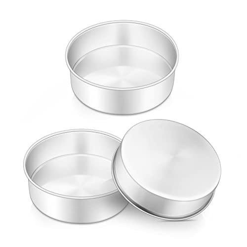 Cake Tin, Onader 6 Inch Round Cake Tins, 3PCS Stainless Steel Cake Pan Tray for Backing, Heavy Duty & Durable, Mirror Finished & Dishwasher Safe von Onader