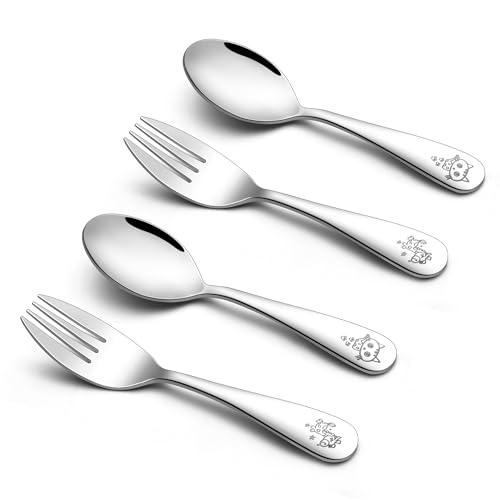 Kinderbesteck Set, Onader 4-teilig Edelstahl Kinder Besteck Set mit Gravur, Kleiner Besteckset Kindergeschirr mit 2 x kindergabel und 2 x Kinderlöffel für Kleinkind, Gesund & Spülmaschinenfest Kinderbesteck Set, Onader 4-teilig Edelstahl Kinder Besteck Set mit Gravur, Kleiner Besteckset Kindergeschirr mit 2 x kindergabel und 2 x Kinderlöffel für Kleinkind, Gesund & Spülmaschinenfest von Onader