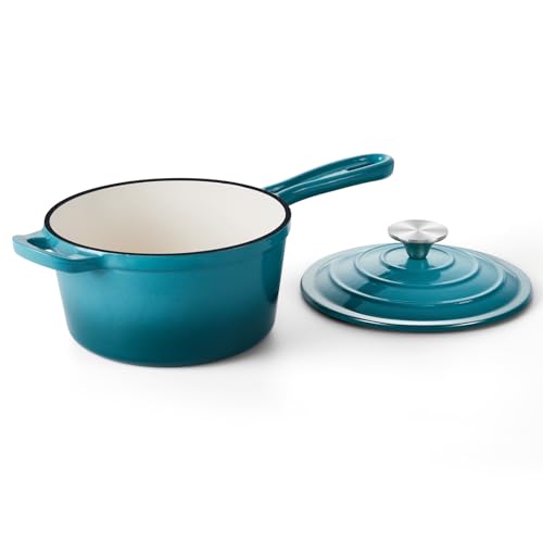 Onader 1QT Stielkasserolle mit Deckel, emailliertes Gusseisen, Saucenpfanne, kleiner Gusseisentopf zum Kochen, emaillierter Dutch Oven antihaftbeschichtet & strapazierfähig - Dark Cyan Onader 1QT Stielkasserolle mit Deckel, emailliertes Gusseisen, Saucenpfanne, kleiner Gusseisentopf zum Kochen, emaillierter Dutch Oven antihaftbeschichtet & strapazierfähig - Dark Cyan von Onader
