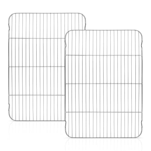 Onader 2 Stück Abkühlgitter Groß, Auskühlgitter Kuchengitter Backgitter aus Edelstahl zum Braten Backen Grillen Kühlen Auskühlen, Gesund & Langlebig, Ofen und Spülmaschinenfest, 41,5x29x2cm von Onader