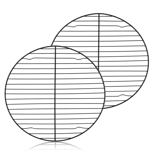 Onader Antihaft Rund Abkühlgitter 2er-Set, Edelstahl Auskühlgitter Kuchengitter zum Braten Dämpfen Backen, Gesund & Rostfrei, Antihaftbeschichtung & Leicht zu Reinigen - 27cm von Onader