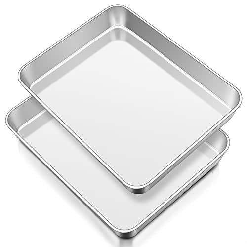 Onader Backblech, Edelstahl Rechteckig Auflaufform Backform 2er Set, Tiefes Ofenblech Kuchenblech für Lasagne Brownie, Gesund & Spülmaschinenfest, 31,8 x 24,8 x 5cm von Onader