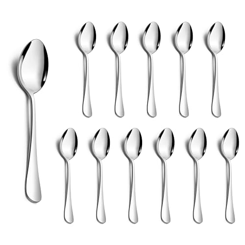 Teelöffel 12er Set, Onader Edelstahl Kaffeelöffel Espressolöffel Set, Klein Löffel Dessertlöffel für Café, Hause, Restaurant, Spülmaschinenfest & Hochglanzpoliert - 14cm von Onader