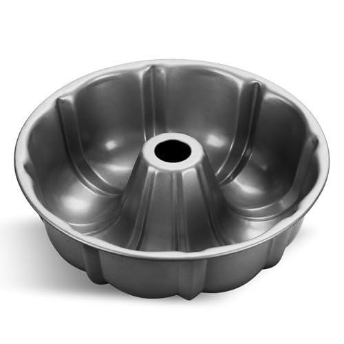 Onader Gugelhupfform, Karbonstahl Gugelhupf Backform mit Antihaftbeschichtung, 25,5cm Rund Kuchenform Napfkuchenform für Kuchen Brot, Gesund & Leicht zu Reinigen - Grau von Onader