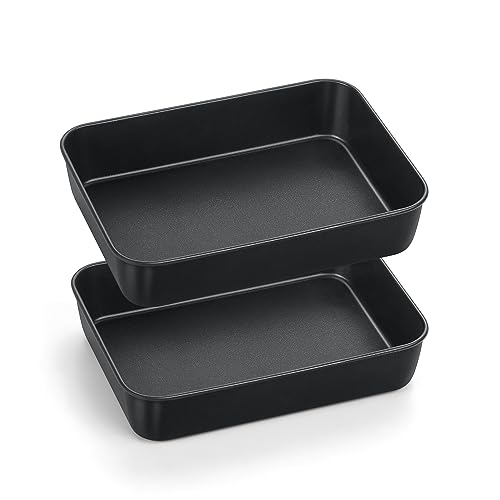 Onader Mini Antihaft Backblech 2er Set, Edelstahl Auflaufform Tiefes Kuchenform Backform für Brownies, Lasagne, 23,8 x 18 x 5 cm, Gesund & Rostbeständig, Antihaftbeschichtung & Leicht zu reinigen von Onader