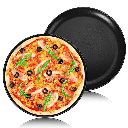 Onader Pizzablech 2er Set, Edelstahl Rund Pizzaform mit Antihaftbeschichtung, 26cm Pizza Backblech für Backen & Servieren, Ungiftig & Gesund, Langlebig & Leicht zu reinigen von Onader