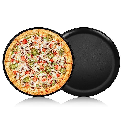 Onader Pizzablech 2er Set, Edelstahl Rund Pizzaform mit Antihaftbeschichtung, 30cm Pizza Backblech für Backen & Servieren, Ungiftig & Gesund, Langlebig & Leicht zu reinigen von Onader