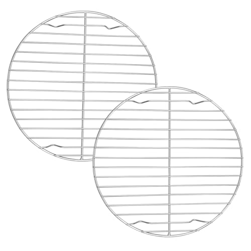 Onader Rund Abkühlgitter 2er Set, Edelstahl Kuchengitter Backgitter Set, Auskühlgitter zum Kühlen Backen Dämpfen, Gesund & Langlebig, Spülmaschinenfest - 23cm von Onader