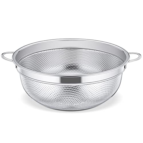 Sieb, Onader Edelstahl Nudelsieb Küchensieb mit Griffen, Metall Mikroperforiertes Abtropfsieb Seiher für Nudeln, Reis, Gemüse, Früchten, Spülmaschinenfest - 20cm von Onader