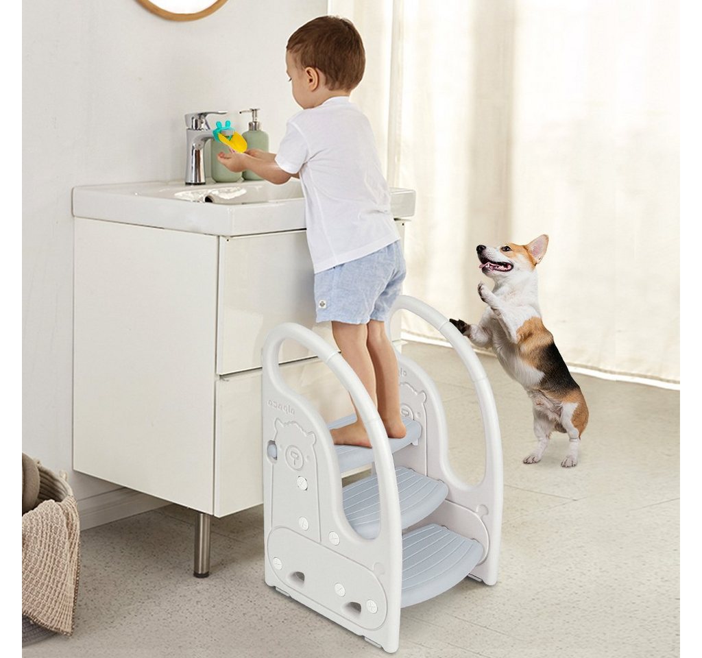 Onasti Baby-Toilettensitz Tritthocker Dreistufiger Kinderhocker für Bad, Schlafzimmer, Küche von Onasti