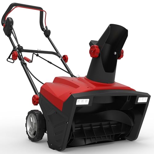 ONBEST Elektro Schneefräse – leistungsstarker 2300 Watt Elektro Motor – 50 cm Arbeitsbreite – LED-Scheinwerfer – 25 cm Arbeitshöhe – 9 m Auswurfweite – Kabelzugentlastung – Electric Snow Blower von Onbest