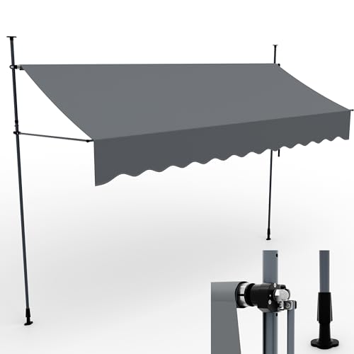 ONBEST Klemmmarkise aufrollbar in 3 Größen – 200/300 / 400 cm breit – Balkonmarkise ohne Bohren für Balkon & Terrasse – Handkurbel – Sonnenschutz, Regenschutz & Sichtschutz (Hellgrau, 4m x 1,2m) von Onbest