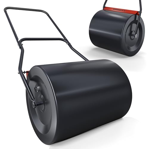 ONBEST Profi Rasenwalze – 60 Liter – befüllbar mit Sand oder Wasser – Walze aus robustem Stahl – inkl. Premium Ablassschraube & Schmutzabweiser – perfekt fürs Rasen sähen von Onbest