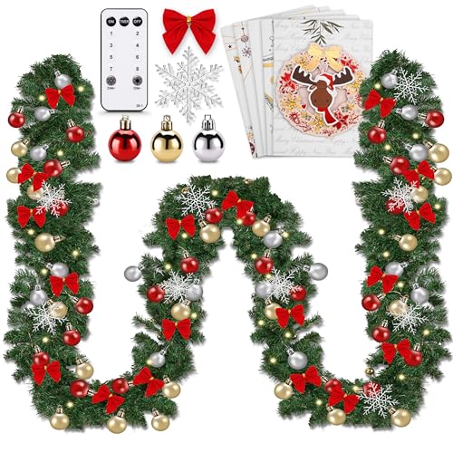ONBEST Weihnachts-Girlande 10m mit Beleuchtung 100 LEDs warmweiß – Fernbedienung, Timer, 7 Lichteffekte – Weihnachtsdeko Tannengrün mit Lichterkette & Deko für In- & Outdoor (10 Meter) von Onbest