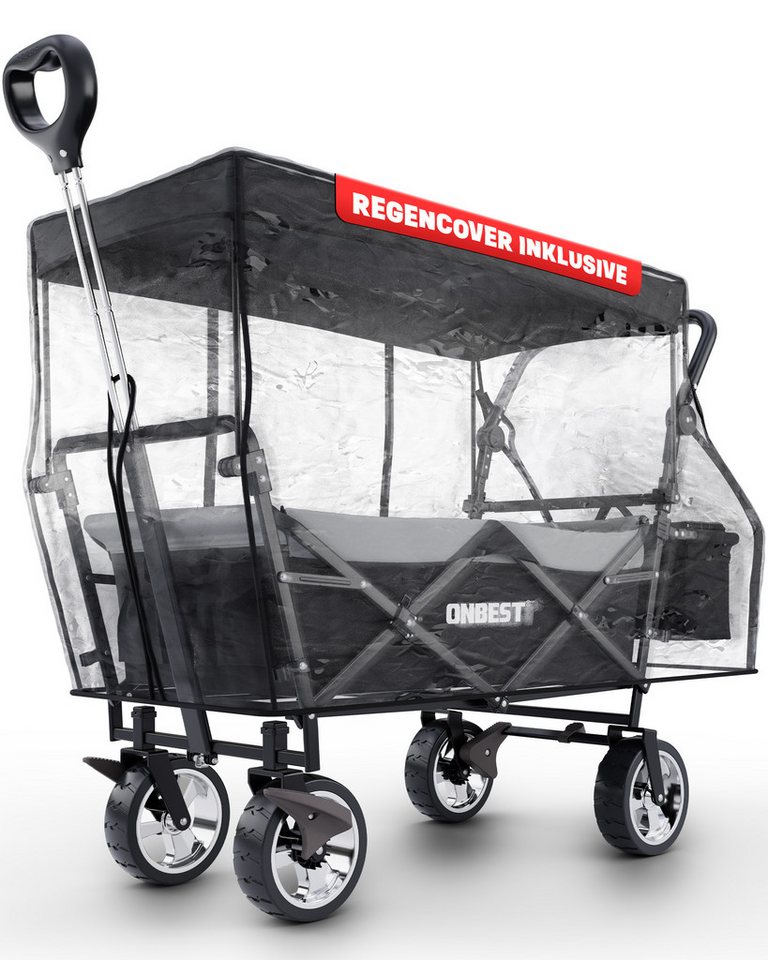 Onbest Bollerwagen faltbar mit Dach, Kühltasche, Getränkehalter, 100kg, Pop-Up Onbest Bollerwagen faltbar mit Dach, Kühltasche, Getränkehalter, 100kg, Pop-Up von Onbest
