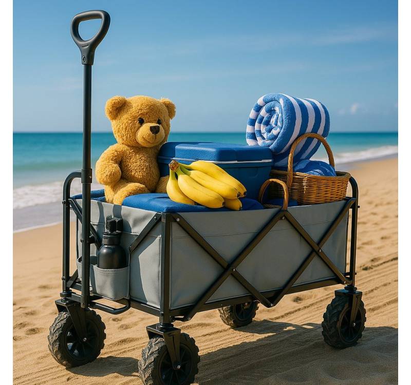 Onbest Bollerwagen faltbar mit Schutzabdeckung, Wasserdicht, 61 Liter, Pop Up, bis 80kg von Onbest