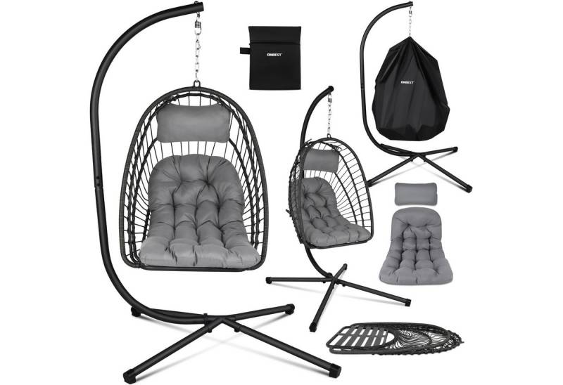 Onbest Hängesessel mit Schutzhülle 130kg 360° drehbar höhenverstellbar, bequem gepolstert von Onbest