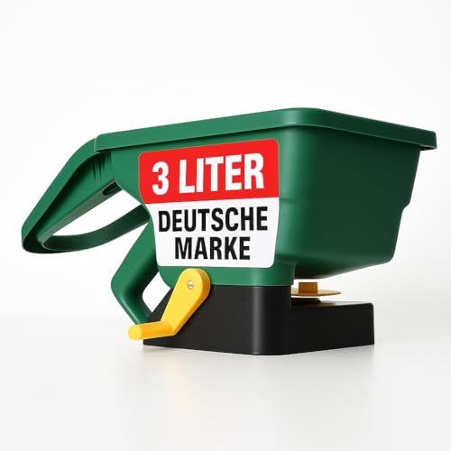 Onbest Handstreuer – 3 Liter Streugerät – innovativer Handgriff – Flexible Streubreite – Universal als Aussaathilfe im Garten oder für den Winterdienst – kompakter Düngerstreuer von Onbest