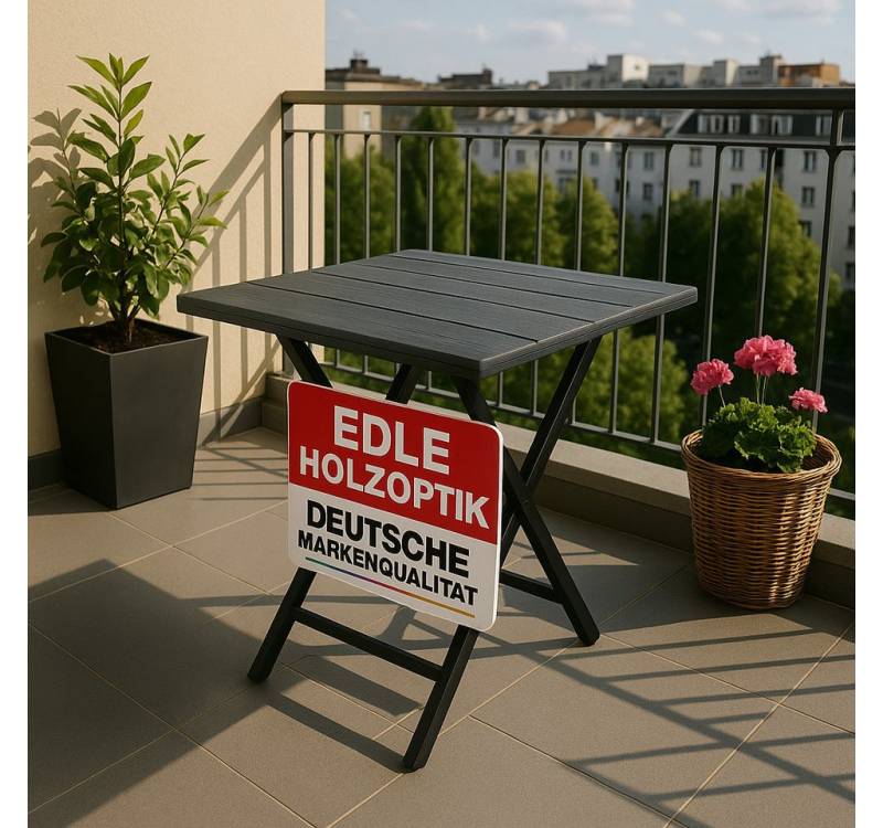 Onbest Klapptisch Balkontisch mit Holzoptik klappbar, 61x74x56cm (B x H x T), Stahlgestell, bis 80 kg von Onbest