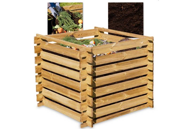 Onbest Komposter 2cm dickes Holz 100x72x100cm Stecksystem, BxTxH: 100x100x72 cm, 520 l, 520L, Made in Europe von Onbest