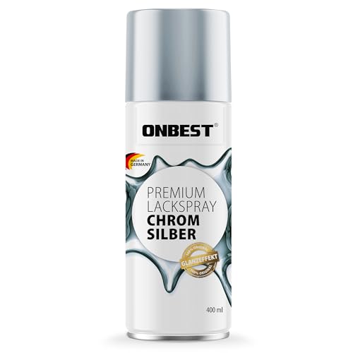 Onbest Premium Lackspray Sprühfarbe – wasserfest – Sprühlack Farbe zum Lackieren, Dekorieren & Reparieren von Oberflächen wie Metall, Holz, Kunststoff, Pappe, Stein (Chrom) von Onbest