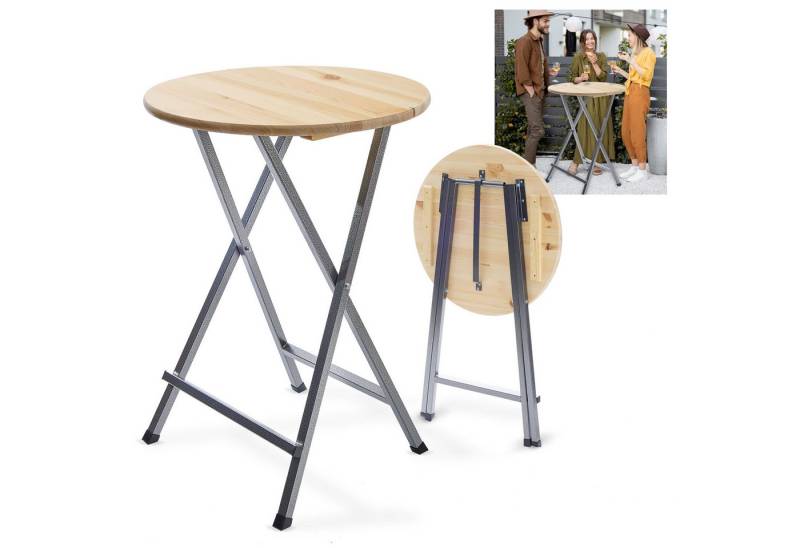 Onbest Stehtisch Set Premium klappbar mit Holzplatte (1-St), ⌀ 78 cm, 3 cm dicke Holzplatte, hergestellt in Europa von Onbest