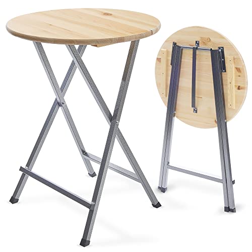 Onbest Stehtisch klappbar – Stehtisch 110cm hoch – Massive Tischplatte aus Holz – rund Ø78 cm – für In- & Outdoor –Bistrotisch – Biertisch – Gartentisch – Partytisch von Onbest