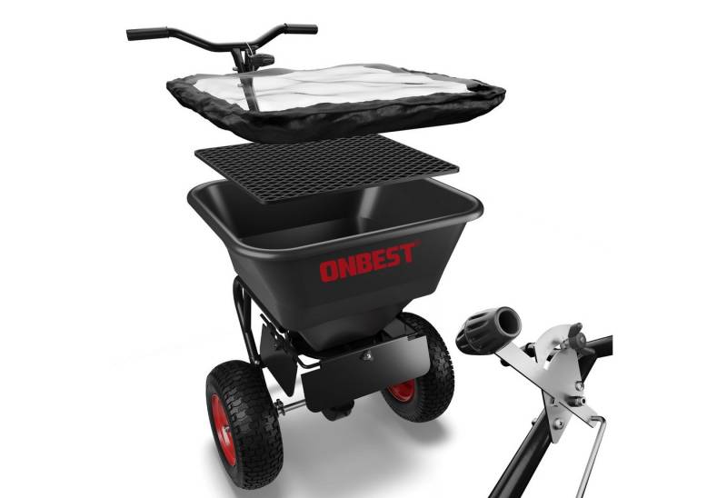 Onbest Streuwagen mit Grobsieb und Regenabdeckung, 45,00 l Füllmenge, 61 x 91 x 59 cm (B x H x T), luftbereift von Onbest