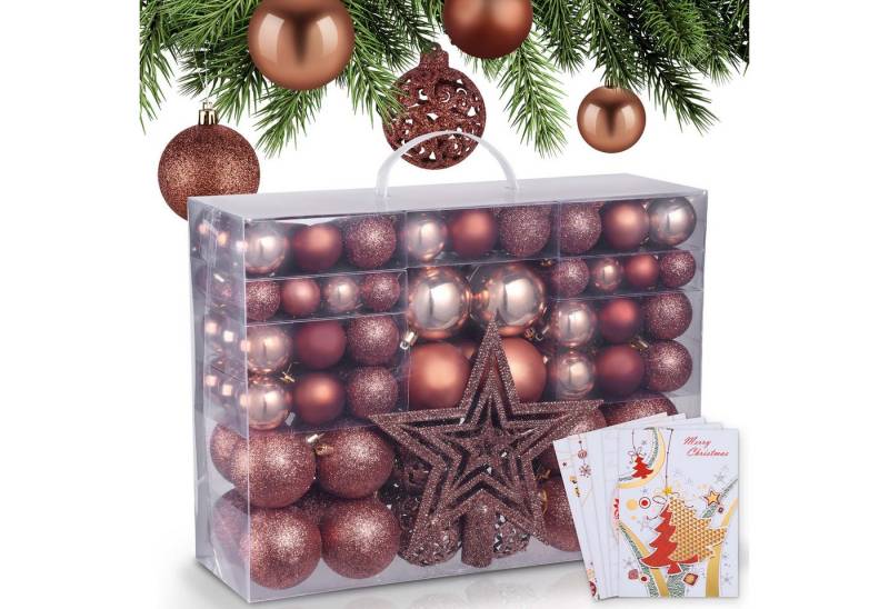 Onbest Weihnachtsbaumkugel Weihnachtskugeln 128-teiliges Set PLUS 5x Karten & 1x Baumspitze, in 3 Größen, 3 Designs, Weihnachtsschmuck Weihnachtsdeko Onbest Weihnachtsbaumkugel Weihnachtskugeln 128-teiliges Set PLUS 5x Karten & 1x Baumspitze, in 3 Größen, 3 Designs, Weihnachtsschmuck Weihnachtsdeko von Onbest