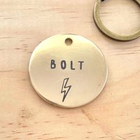 Windlicht Bolt Dog Tag, Name Storm Pet Id, Brass Id Niedliche Hunde Hund Katze Tag Windlicht Bolt Dog Tag, Name Storm Pet Id, Brass Id Niedliche Hunde Hund Katze Tag von OnceUponAPuppy