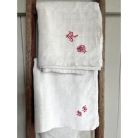 Schweres Leinentuch Laken Mit Monogramm 190 X 140 von OnceUponLinen