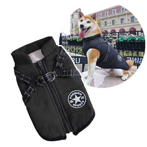 2 in 1 Große Hundejacke mit Geschirr, Outdoor Hund Sport Weste Geschirr, Outdoor Warm Pet Winter Coat Harness für Große Hunde von Oncpcare