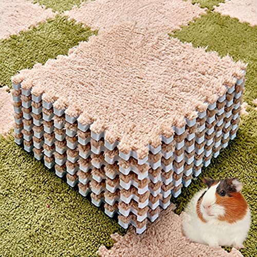 Meerschweinchen-Einlagen, waschbar, wiederverwendbar, Fleece, weich, warm, Kaninchen-Schlafmatte, Decke, Bett, 30 x 30 cm, Beige, 10 Stück von Oncpcare