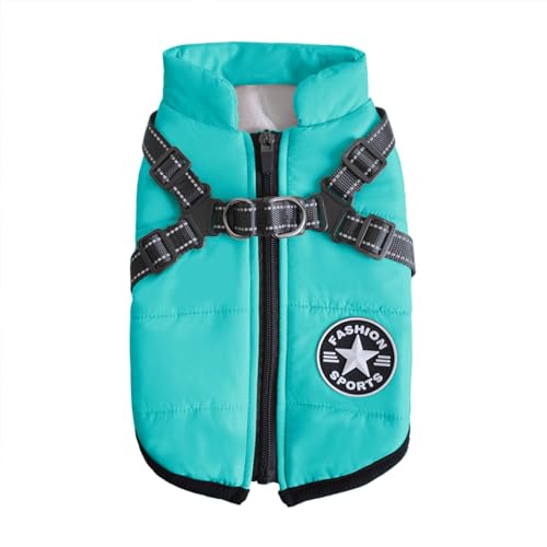 Oncpcare 2 in 1 Hundekleidung für große Hunde, Winter Warm Hundemantel Jacke Weste, Haustier Mantel Geschirr für große Hunde, (Aqua) von Oncpcare