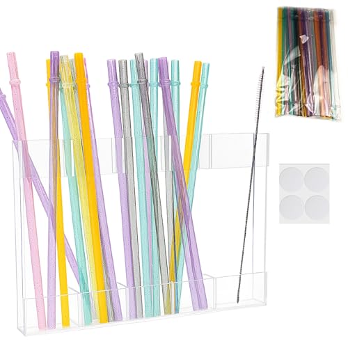 Oncpcare Großer Acryl-Trinkhalm-Halter mit 25 Strohhalmen und 1 Bürstenspender, Thekenbehälter, Arbeitsplatten-Organizer für Küche, Theke, Schrank, Trinkaufbewahrung Oncpcare Großer Acryl-Trinkhalm-Halter mit 25 Strohhalmen und 1 Bürstenspender, Thekenbehälter, Arbeitsplatten-Organizer für Küche, Theke, Schrank, Trinkaufbewahrung von Oncpcare