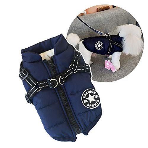 Kleine Hundejacke mit Geschirr, Outdoor-Hundesportweste, warmer Wintermantel für Katzen, Welpen, kleine Hunde von Oncpcare