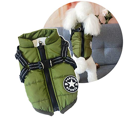 Oncpcare Hundemantel mit Geschirr für kleine Hunde, warmer Hunde-Wintermantel, Haustier-Jacke für Katzen, Welpen, kleine Hunde von Oncpcare