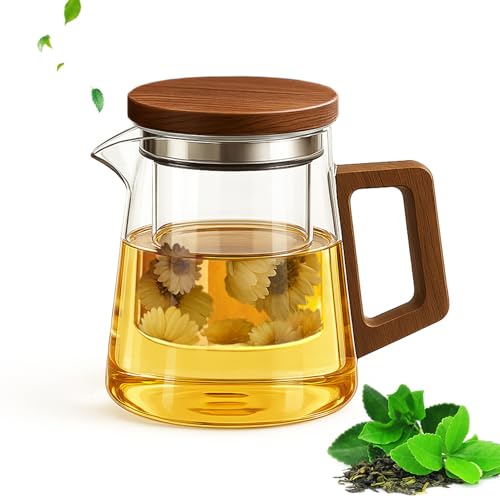 OndaCore Teekanne Glas 800ml, mit Siebeinsatz und Holzdeckel, für losen Tee, Teebeutel und Blumentee, Hochborosilikat-Teekanne mit Filter, groß tropffrei OndaCore Teekanne Glas 800ml, mit Siebeinsatz und Holzdeckel, für losen Tee, Teebeutel und Blumentee, Hochborosilikat-Teekanne mit Filter, groß tropffrei von OndaCore