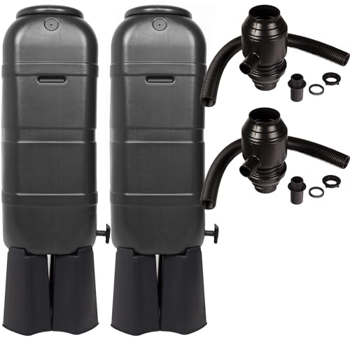 2X Ondis24 Regentonne schwarz Wassertonne Doppelpack Gießwasserbehälter Regenbehälter, für Balkone und Terrasse, 2X 100 Liter von Ondis24