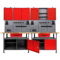 ONDIS24 Werkstatt-Set, 2x Werkbank, 2x Werkstattschrank, 2x Lochwand von Ondis24