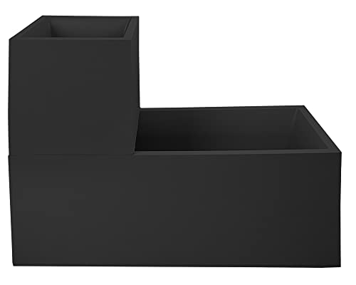 Ondis24 2 x Pflanzkübel Vulkan, 100+40 Liter Volumen, Blumenkasten mit Wasserspeicher, stapelbar, Balkon, Blumenkübel Set (anthrazit) Basalt (anthrazit) von Ondis24