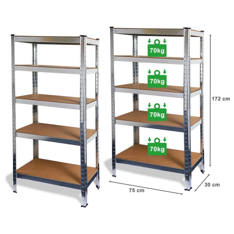 Ondis24 2x Steckregal Metallregal Flori 75 x 30 x 172 Verzinkt von Ondis24
